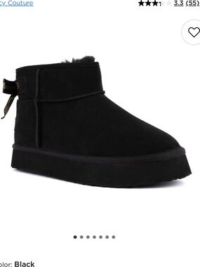 Juicy Couture Olden Black Suede Short Boot with Branded Bow NIB 7
